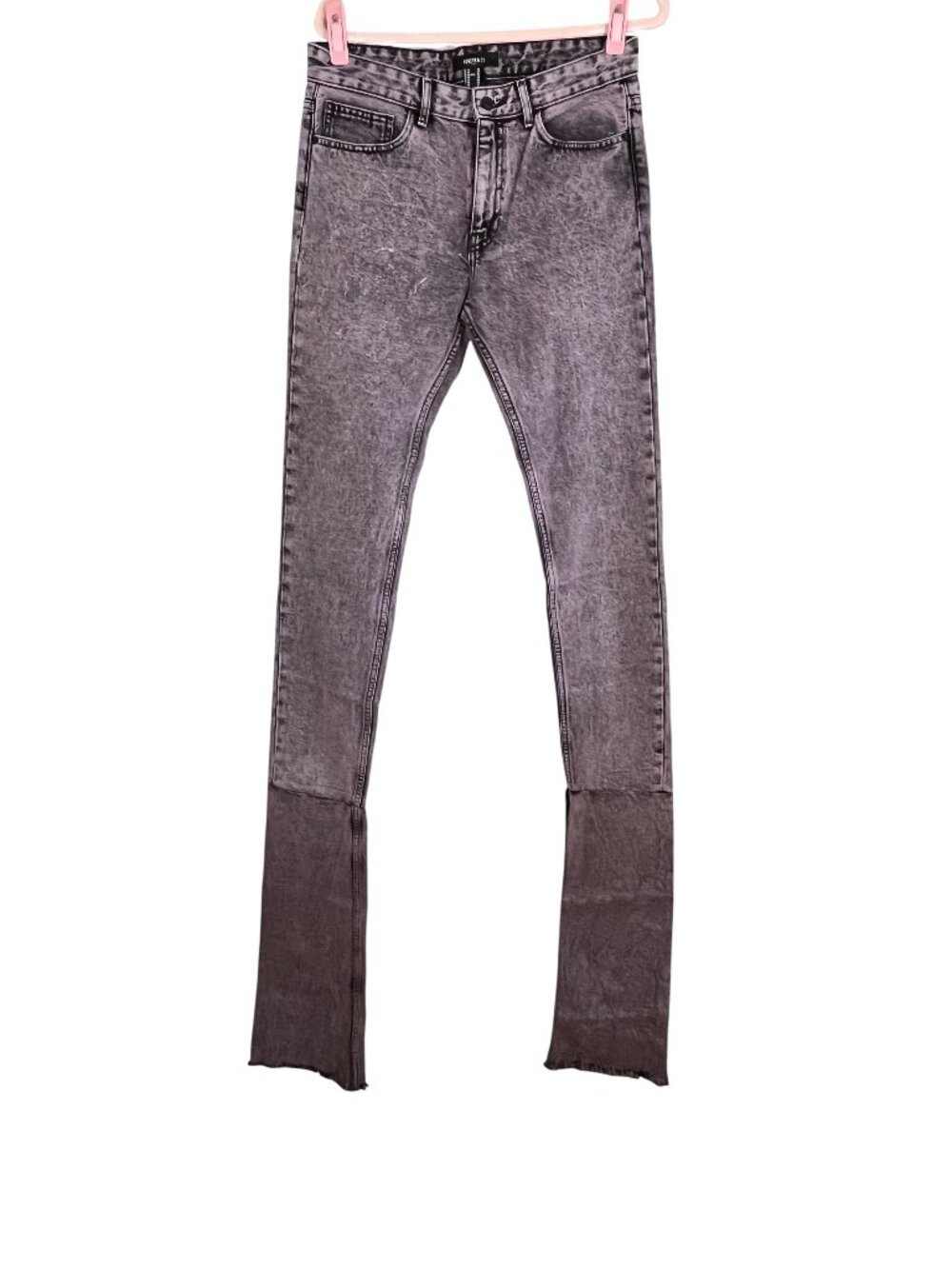 Skinny Acid Wash Pink Denim Jean 32‎ Flare Grunge Skater Y2K Emo Fringe Artsy